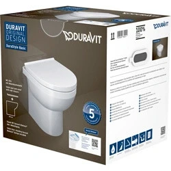 Afbeelding van Duravit DuraStyle Basic closetset Staand diepspoel spoelrandloos 37x48cm met softclose closetzitting wit