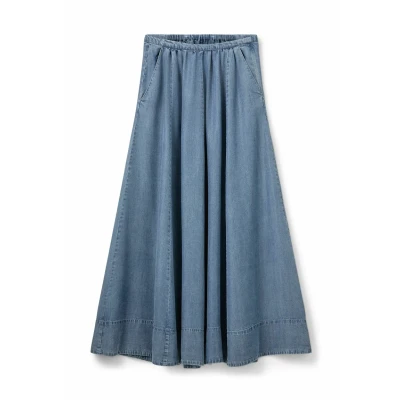 Afbeelding van Sofie Schnoor dames Kattia maxi rok van lyocell met steekzakken in de kleur Indigo, maat: 38