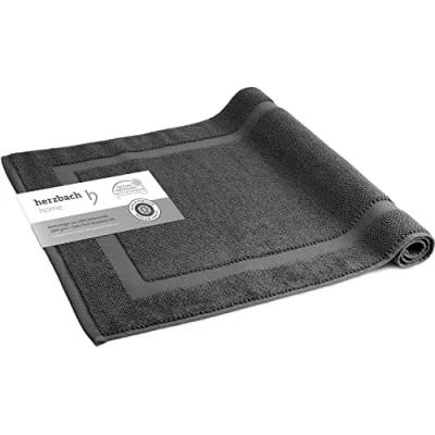 Afbeelding van herzbach home Badmat, 100% katoen, douchemat, 1000 g/m², absorberend, wasbaar (antraciet, 60 x 100 cm)