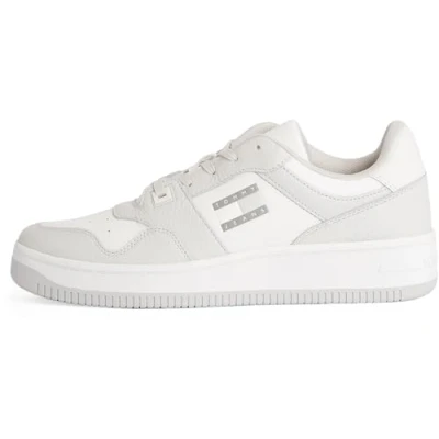 Afbeelding van Tommy Jeans Retro Basket Cupsole Tumble Sneakers laag, Heren, Maat: 46, Stratus grey Leer