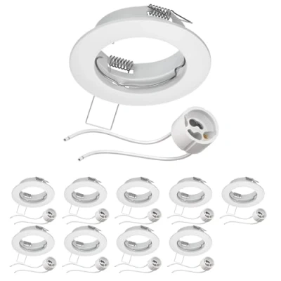 Afbeelding van ledscom.de 10 stuks inbouwspots met behuizing voor in het plafond, FERE, mat wit (led/halogeen/GU10/MR16/PAR16/50mm) incl. GU10 fitting