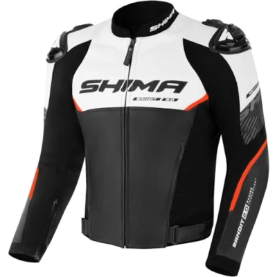 Image de SHIMA BANDIT Airforce Veste de moto en cuir pour homme avec protections dorsales Combinaison d&#039;été cuir, Veste/rouge, 60