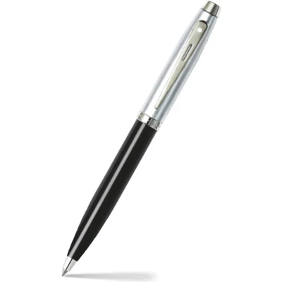 Afbeelding van Sheaffer balpen 100 E9313 Glossy black barrel brushed chrome cap nickel plated SF E2931351
