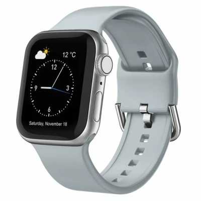 Afbeelding van Apple Watch Soft siliconen bandje met gespsluiting Grijs Geschikt voor 38mm / 40mm 41mm