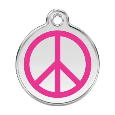Afbeelding van Peace Hot Pink roestvrijstalen hondenpenning large/groot dia. 3,8 cm RedDingo