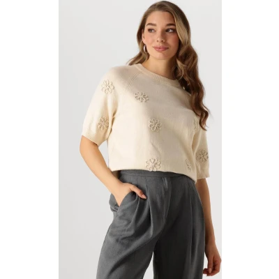 Afbeelding van Object Objlaney Rubin Ss Pullover E Div Truien &amp; vesten Dames Sweater Hoodie Vest Beige Maat XS