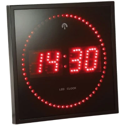 Image de Horloge digitale murale avec 60 LED Radiopilotée Rouge
