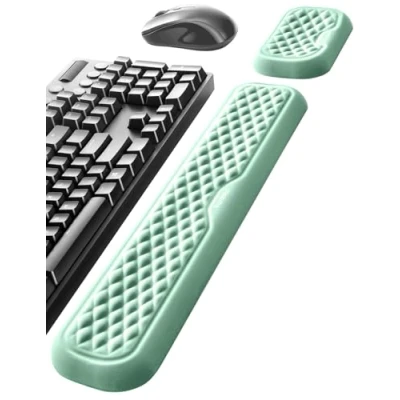 Afbeelding van Vaydeer polssteun voor toetsenbord en muis, ergonomische computer, zacht traagschuim kussen bureau, palmhand, laptop, typen (grijs, grijs)