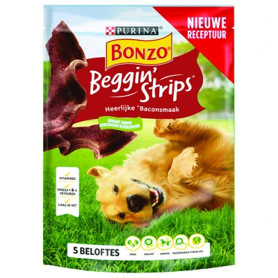 Afbeelding van Bonzo Beggin&#039; Strips Hondensnacks Bacon 120 g