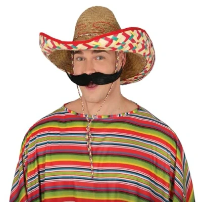 Afbeelding van Fiestas Guirca Mexicaanse Sombrero volwassenen carnaval accessoires dark/multi dia 50 cm