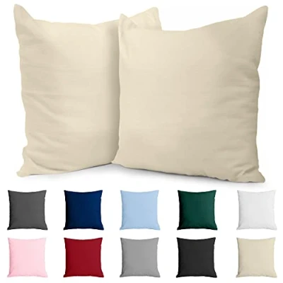 Afbeelding van Kussensloop, 65 x cm, versterkt katoen, 2 stuks, beige, dicht geweven, 57 draden/cm², kussensloop Oeko Tex gecertificeerd