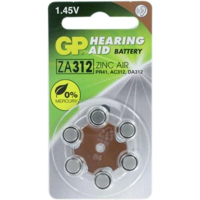 Afbeelding van ZA312 GP zink lucht hoorbatterij batterij 1.4V 6 stuks