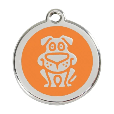 Afbeelding van Dog Orange roestvrijstalen hondenpenning large/groot dia. 3,8 cm RedDingo