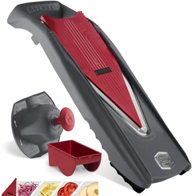 Afbeelding van Börner Vital Mandoline, basisset (4 delig), groentesnijder (V mandoline) voor groenten en fruit + accessoires, 4 snijsoorten