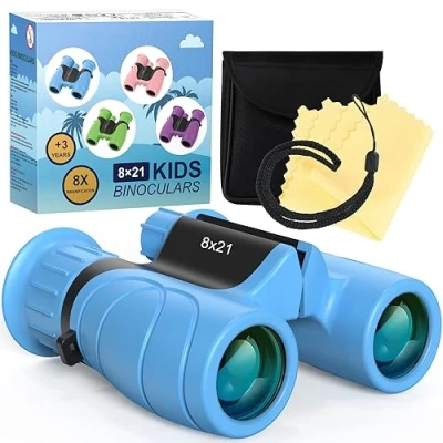 Afbeelding van verrekijker voor kinderen, kleine verrekijker, 8 x 21, waterdicht, klein, volwassenen en HD met tas, vogelobservatie, wandelen, toerisme, dieren in het wild sport