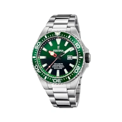 Afbeelding van Festina F20663/2 Heren Horloge Mineraalglas Roestvrijstaal/Staal Zilverkleurig Ø 45.5 mm Quartz Vouw/Vlindersluiting 20 ATM (duiken)