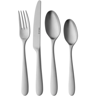Afbeelding van Sola Bestekset Nordica Mat 6 Persoons Signature 24 delig Vaatwasserbestendig Zilverwit Edelstaal 18/10 RVS Zilver