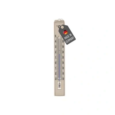 Afbeelding van Lantelme Analoge thermometer, Made in Germany, 17 cm, binnen en buitenthermometer, nauwkeurige temperatuurweergave, wit, blauw, zwart, beige of hout, weerbestendig