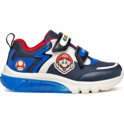Afbeelding van Geox Nintendo Ciberdron BOY Light UP Sneakers laag voor kinderen, Maat: 30, Navy/royal Imitatieleer/ textiel