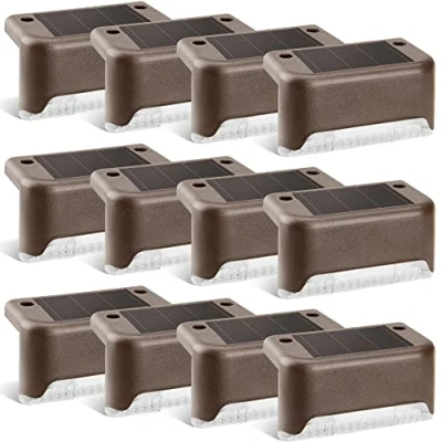 Afbeelding van GIGALUMI 12 stuks terraslampen op zonne energie, bronzen afwerking, waterdicht, voor oprit, binnenplaats, terras, trappen, trappen en hekken (warm wit)