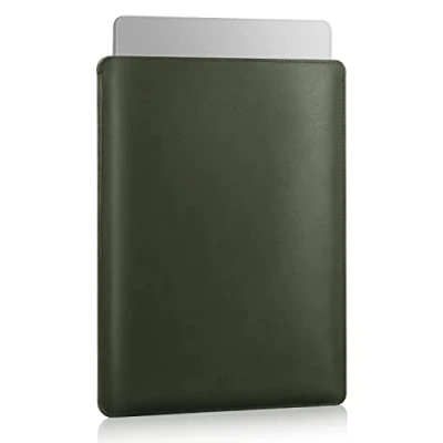 Afbeelding van Moko Hoes compatibel met MacBook Pro 14 inch M2 MAX 2023/2021, slank en elegant, PU leer, klep, voor laptop van inch, nachtgroen