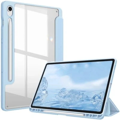Afbeelding van Fintie Hybride hoes voor Samsung Galaxy Tab S9 FE 10,9 inch / 11 2023 tablet Met penhouder Schokbestendige beschermhoes transparante harde achterkant Hemelsblauw