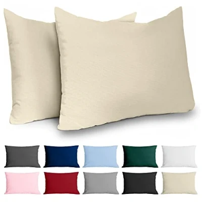 Afbeelding van Kussensloop, 40 x 60 cm, versterkt katoen, 2 stuks, beige, dicht geweven, 57 draden/cm², kussensloop Oeko Tex gecertificeerd