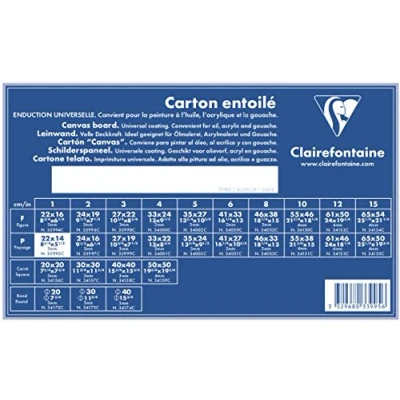Afbeelding van Clairefontaine 33995C een schilderkarton met witte coating, 22 x 14 cm (formaat 1P dwarsformaat), dikte 3 mm, wit canvas