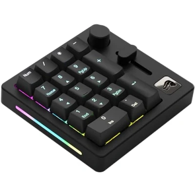 Afbeelding van Glorious Gaming GMMK Macro Numpad bedraad of Bluetooth, premium aluminium, aanpasbaar, programmeerbare schuifregelaar en knop, RGB per toets, lineaire schakelaars, 18 ABS doppen, zwart
