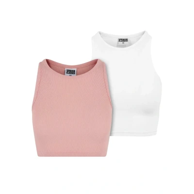 Afbeelding van Urban Classics Cropped 2PACK Top, Dames, Maat: 4XL, Lemonadepink white