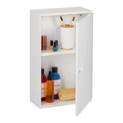 Afbeelding van hangkast badkamer 2 vakken verstelbare plank 50 x 30 15,5 cm wit