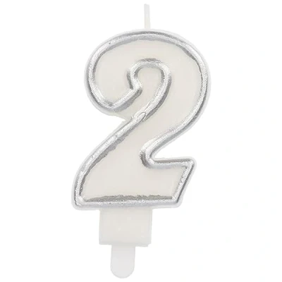 Afbeelding van Folat Kaars cijfer 2 simply chique silver 9 cm