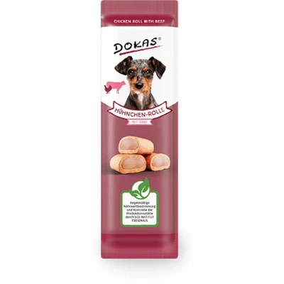 Afbeelding van Dokas Dog Hühner Rolle 32x10g mit Rind