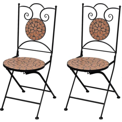 Afbeelding van Bistrostoelen inklapbaar 2 st keramiek terracottakleurig