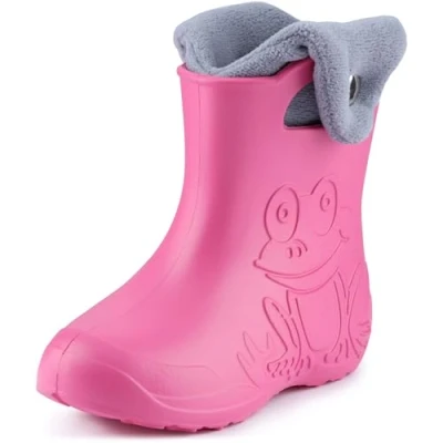 Afbeelding van Ladeheid LA CA FrogButton Kinder Regenlaarzen Rubber met Binnenschoen EVA Wasbare Roze/Grijs 22/23