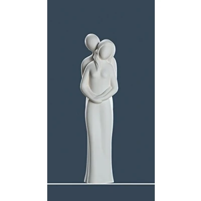 Afbeelding van Gilde Handwerk Ik hou je vast Sculptuur Beeld Keramiek Wit/Zilver 38 cm