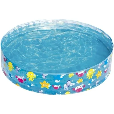 Afbeelding van Bestway Kinderzwembad Rond Fill &#039;n Fun Ø122 x 25 cm Oceaan Print 2+ Vinyl Bodem PVC Met Reparatiepatch 277 liter 951 gram Blauw