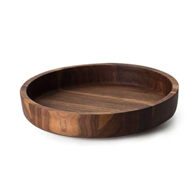 Afbeelding van Continenta Ronde Schaal in Massief Notelaar 25xH4,8cm