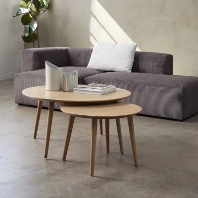 Afbeelding van Hygge Interiors Adda Naturel Eiken Salontafel Set Rond