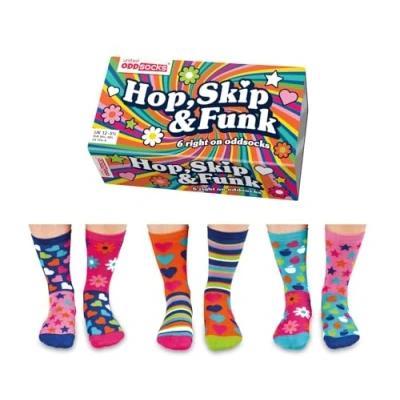 Afbeelding van United Oddsocks Doos met 6 voor meisjes 40 38 (Hop Skip &amp; Funk), Hop Funk