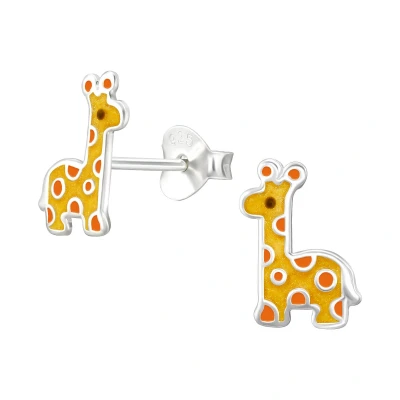 Afbeelding van Zilveren giraf kinderoorknopjes kinderoorbellen giraffe oorbellen Meisje Zilver Zilverana Sterling 925 Silver
