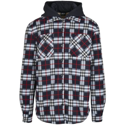 Afbeelding van Urban Classics Hooded Polar Fleece Overshirt Fleecejas, Heren, Maat: Medium, Midnightnavy/red