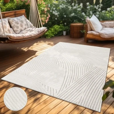 Afbeelding van Paco Home Vloerkleed Voor Binnen En Buiten Balkon Terras Scandinavisch Boho Eenkleurig 160x230 cm