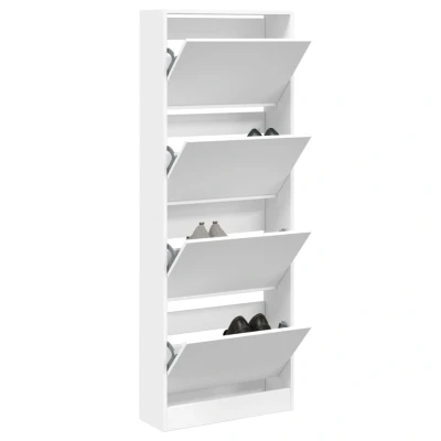 Afbeelding van Schoenenkast 60x21x163,5 cm bewerkt hout wit