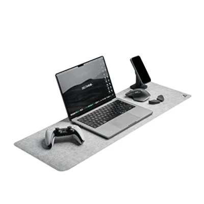Afbeelding van DELTAHUB® Minimalistische muismat Vilten bureauonderlegger Lichtgrijs 30 x 90 cm Anti slip Gaming