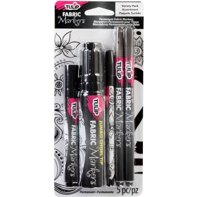 Afbeelding van Tulip Fabric markers mix tips Black 5stuks