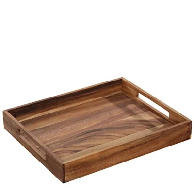 Afbeelding van Zassenhaus 055467 Houten dienblad rechthoekig met handgrepen 44 x 36 6 cm decoratief ontbijtdienblad servies acaciahout duurzaam geteeld