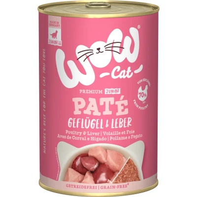 Afbeelding van Voordeelpakket 12 x 400 g WOW Cat Junior Gevogelte &amp; Lever nat kattenvoer
