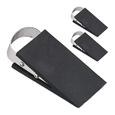 Afbeelding van Relaxdays Deurwig set van 3 deurstopper rubber en rvs deurvastzetter slipvast