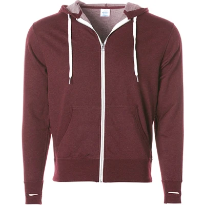 Afbeelding van Independent Unisex Midweight French Terry Zip Hood NP354 Burgundy Heather